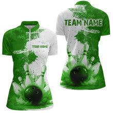 Load image into Gallery viewer, Green Bowling Shirts for Women Men Custom Bowling Polo &amp; 1/4 Zip Shirt for Team MBL220