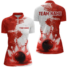 Load image into Gallery viewer, Red Bowling Shirts for Women Men Custom Bowling Polo &amp; 1/4 Zip Shirt for Team MBL220