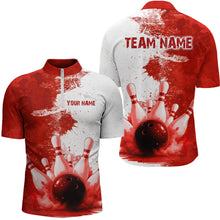 Load image into Gallery viewer, Red Bowling Shirts for Women Men Custom Bowling Polo &amp; 1/4 Zip Shirt for Team MBL220