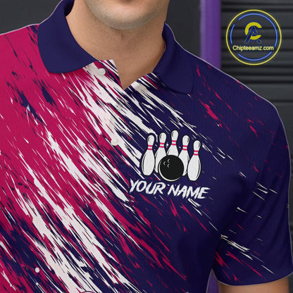 Watercolor Pink and Blue Bowling Shirts for Team Women Men Bowling Polo & 1/4 Zip MBL231