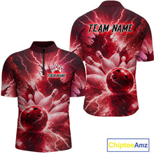 Load image into Gallery viewer, Red Lightning Thunder Bowling Shirts Yellow for Team Women Men Bowling Jersey MBL247