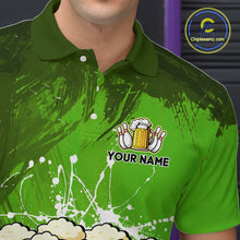 Load image into Gallery viewer, Beer Bowling Shirts Team Women Men Custom Green Bowling Jersey Bowl League MBL249