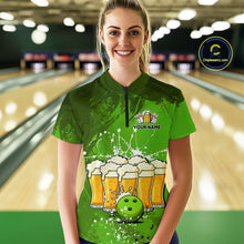 Load image into Gallery viewer, Beer Bowling Shirts Team Women Men Custom Green Bowling Jersey Bowl League MBL249