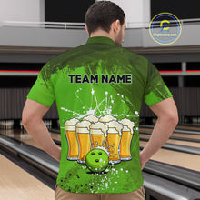 Load image into Gallery viewer, Beer Bowling Shirts Team Women Men Custom Green Bowling Jersey Bowl League MBL249