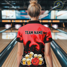 Load image into Gallery viewer, Funny Beer Bowling Shirts Red for Women Men Bowling Polo&amp;1/4 Zip Bowling League MBL252