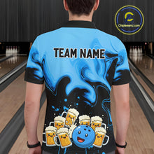 Load image into Gallery viewer, Funny Beer Bowling Shirts Blue for Women Men Bowling Polo&amp;1/4 Zip Bowling League MBL252