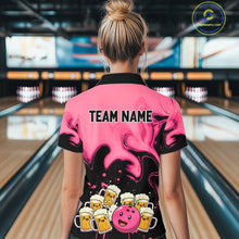 Load image into Gallery viewer, Funny Beer Bowling Shirts Pink for Women Men Bowling Polo&amp;1/4 Zip Bowling League MBL252