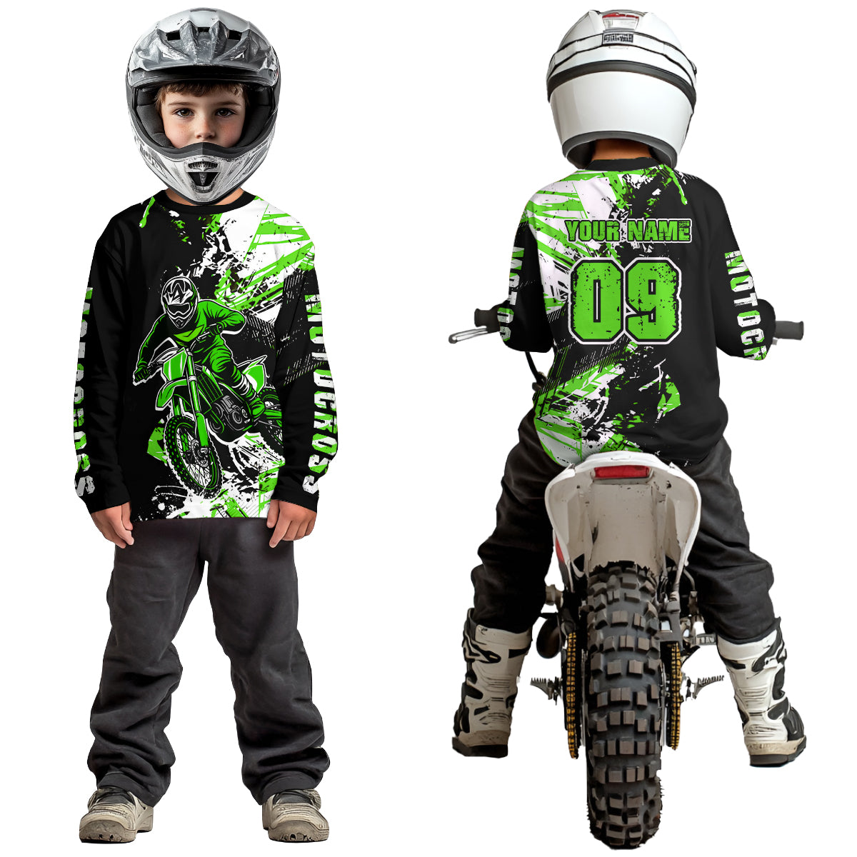 Green Motocross Jersey Kids Women Men Custom Dirt Bike Shirts Motorcycle Shirt XM495