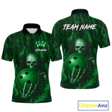 Load image into Gallery viewer, Green Skull Bowling Shirts for Team Men Women Custom Bowling Jerseys for Bowlers MBL206