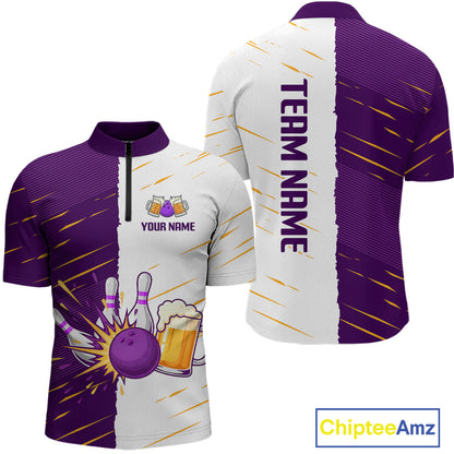 Beer Bowling Shirts Purple&White Beer Bowling Jersey for Team Women Men Bowl League MBL259
