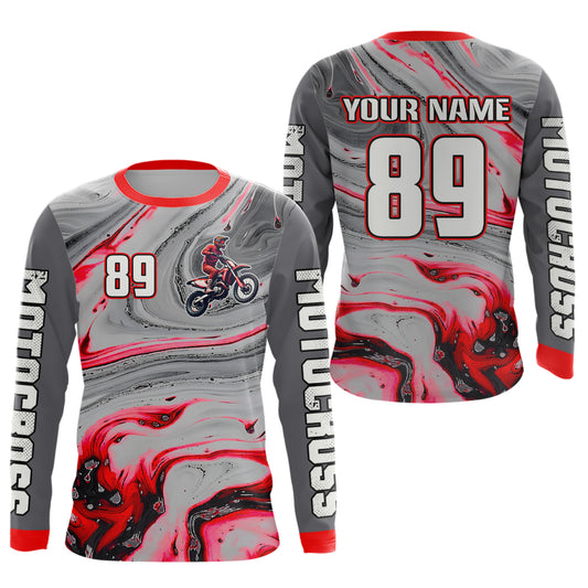 Grey&Pink Motocross Jersey Custom Dirt Bike Shirts for Men Kid Women Racing Shirt XM394