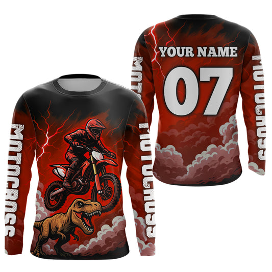 Red Motocross Jersey Smoke Dirt Bike Shirts for Men Kid Women Racing Off road Jersey XM413