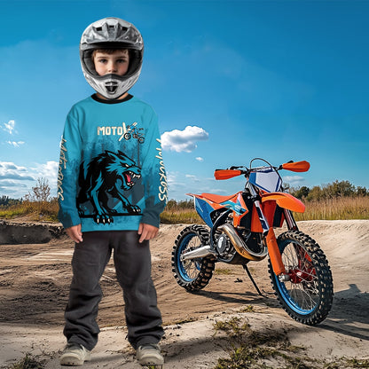 Wolf Motocross Jersey Blue Custom Dirt Bike Shirts Men Kid Women Motorcycle Jersey XM418