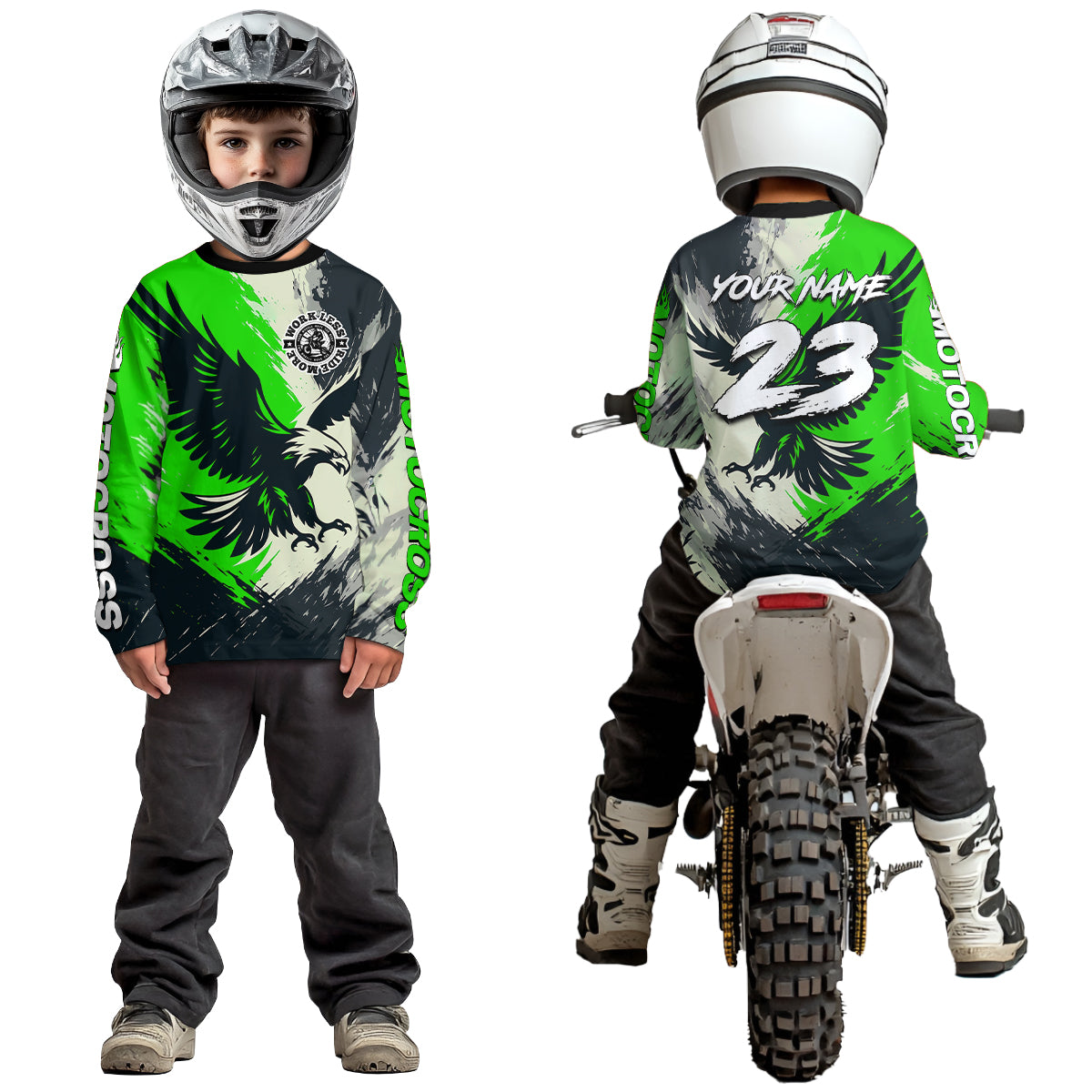 Green Eagle Custom Motocross Racing Jersey Kid Women Men Dirt Bike Shirts Riding Shirt XM421