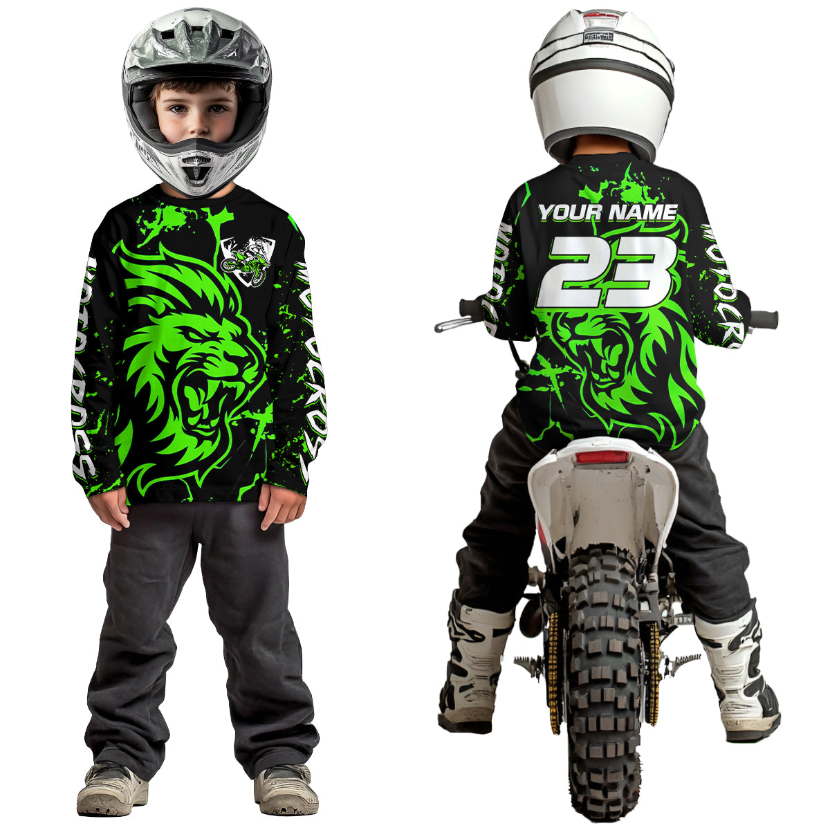 Green Lion Custom Motocross Racing Jersey Kid Women Men Dirt Bike Shirts Riding Shirt XM422