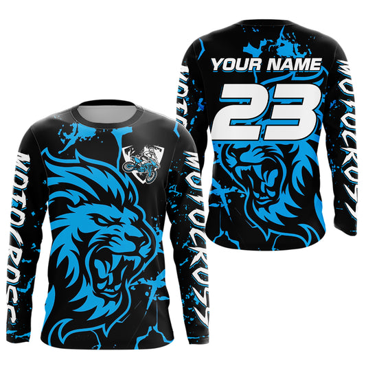Blue Lion Custom Motocross Racing Jersey Kid Women Men Dirt Bike Shirts Riding Shirt XM422