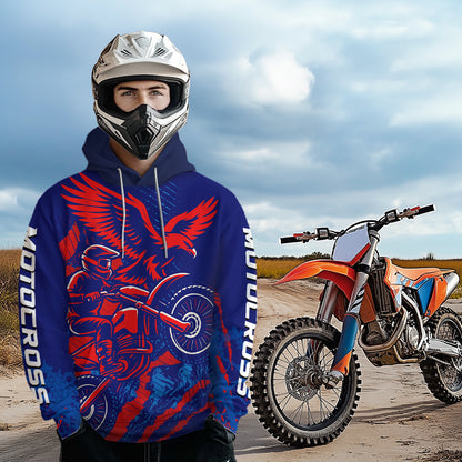 Eagle Motocross Hoodie Custom Men Women Dirt Bike Pink Blue Racing Hoodie Shirt MH424