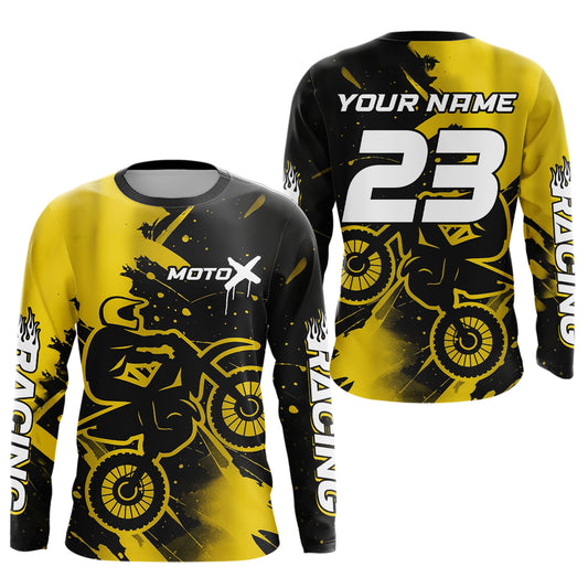 Yellow Motocross Jersey for Kid Women Men Personalized Dirt Bike Shirts Racing Shirt XM426