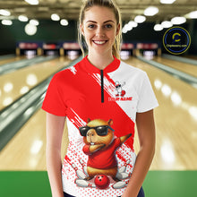 Load image into Gallery viewer, Funny Squirrel Bowling Shirts Team Men Women Bowling Jerseys Red Bowling Polo 1/4 Zip MBL215