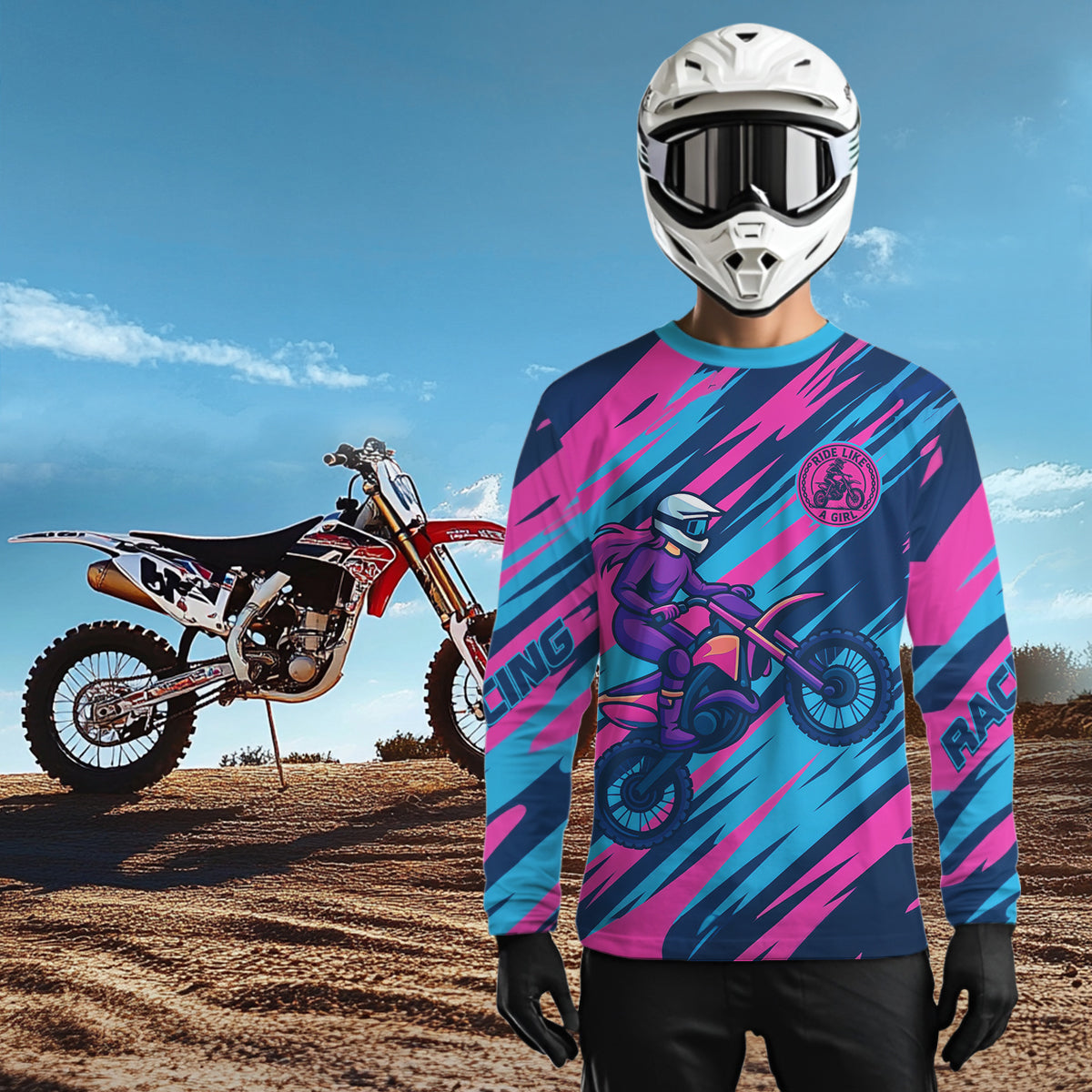 Pink and Blue Motocross Jersey Custom Men Women Kid Dirt Bike Shirts Riding Shirt XM439