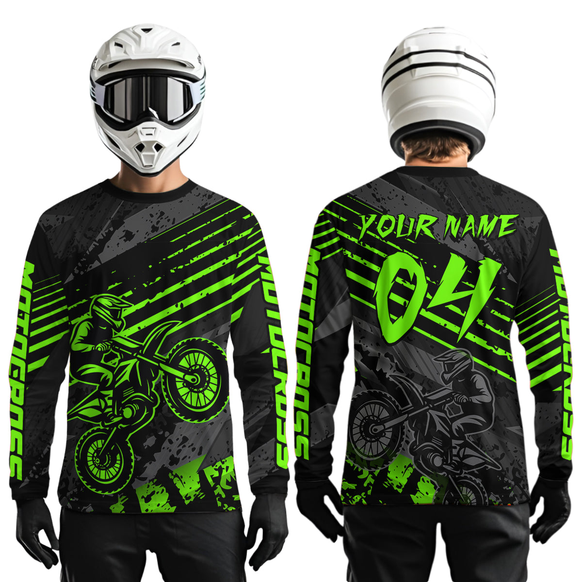 Green Custom Motocross Racing Jersey for Men Women Kid Dirt Bike Shirts Riding Shirt XM444