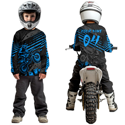Blue Custom Motocross Racing Jersey for Men Women Kid Dirt Bike Shirts Riding Shirt XM444