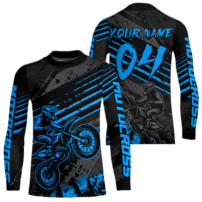 Blue Custom Motocross Racing Jersey for Men Women Kid Dirt Bike Shirts Riding Shirt XM444