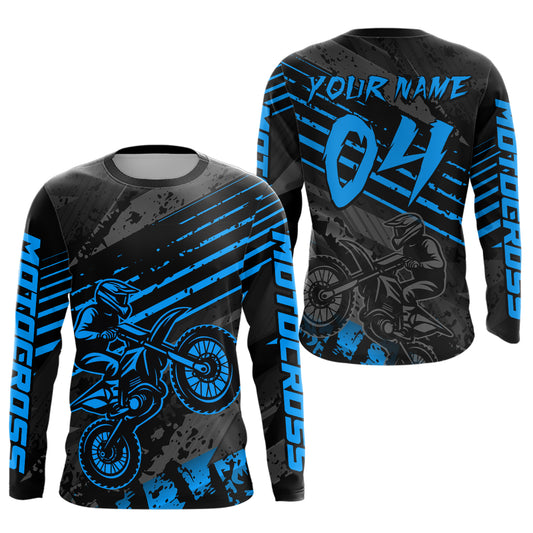 Blue Custom Motocross Racing Jersey for Men Women Kid Dirt Bike Shirts Riding Shirt XM444