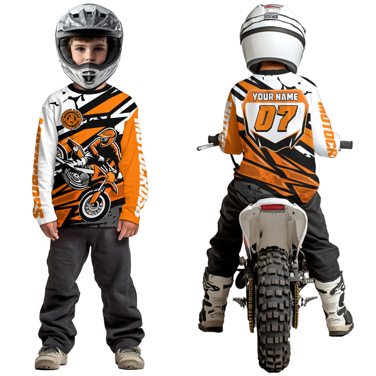 Orange Motocross Racing Jersey for Men Women Kid Custom Dirt Bike Shirts Riding Shirt XM446