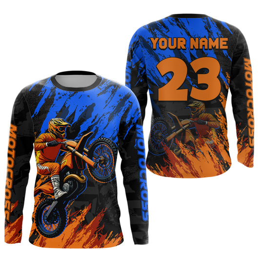 Blue and Orange Motocross Racing Jersey Men Women Kid Dirt Bike Motorcycle Shirt XM448