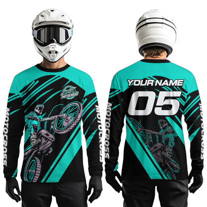Turquoise Custom Motocross Jersey for Men Women Kid Dirt Bike Shirts Motorcycle Shirt XM456