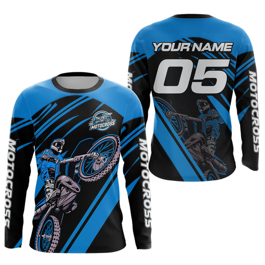 Blue Custom Motocross Jersey for Men Women Kid Dirt Bike Shirts Motorcycle Shirt XM456