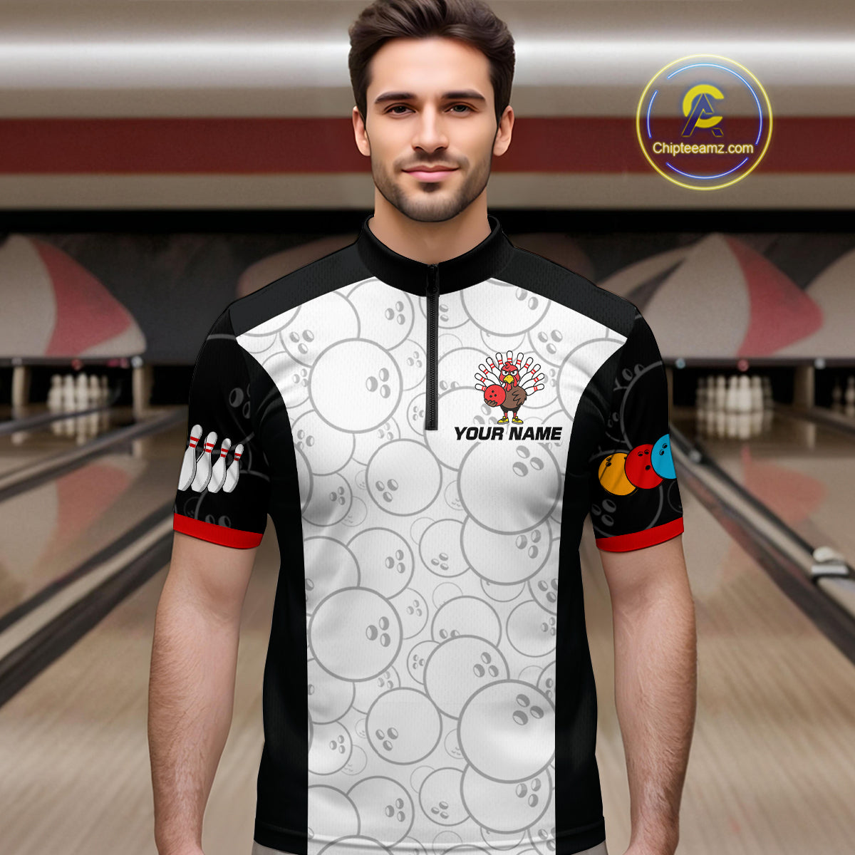 Funny Turkey Bowling Shirts for Women Men Team Bowling Jerseys for Thanksgiving MBL177