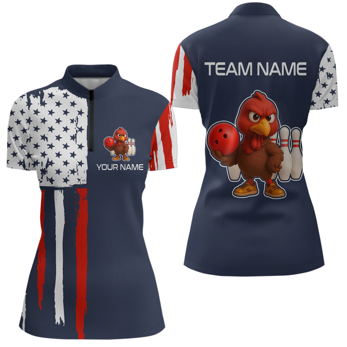 Patriotic Turkey Bowling Shirts for Women Men Team Bowling Jerseys for Thanksgiving MBL179