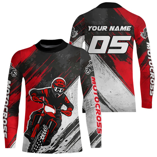 Red and Black Motocross Racing Jersey for Women Kid Men Dirt Bike Off road Shirt XM474