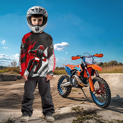 Red and Black Motocross Racing Jersey for Women Kid Men Dirt Bike Off road Shirt XM474