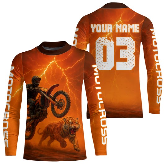 Flaming Tiger Motocross Jersey Custom Tiger Dirt Bike Shirts for Men Kid Women XM405