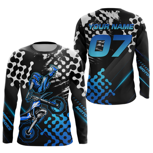 Blue Custom Motocross Racing Jersey for Women Kid Men Dirt Bike Shirts Off road Shirt XM476