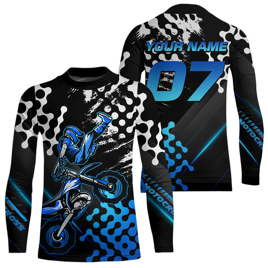 Blue Custom Motocross Racing Jersey for Women Kid Men Dirt Bike Shirts Off road Shirt XM476