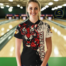 Load image into Gallery viewer, Black&amp;Red Tiger Bowling Shirts for Team Women Men Custom Bowling Polo &amp; 1/4 Zip Shirt MBL185