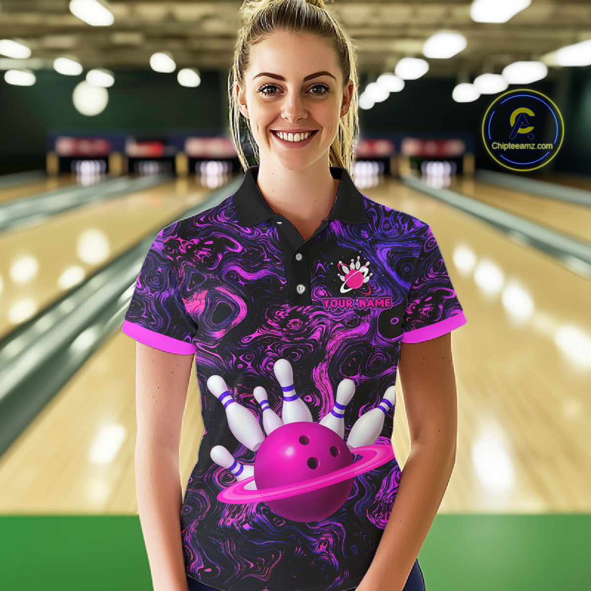 Purple Custom Bowling Shirts for Women Men Team Bowling Jersey Polo & 1/4 Zip Shirt MBL222