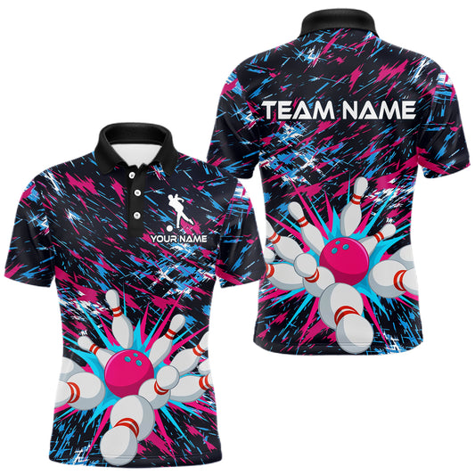 Pink and Purple Bowling Shirts for Team Women Men Bowling Polo and 1/4 Zip Shirt MBL229