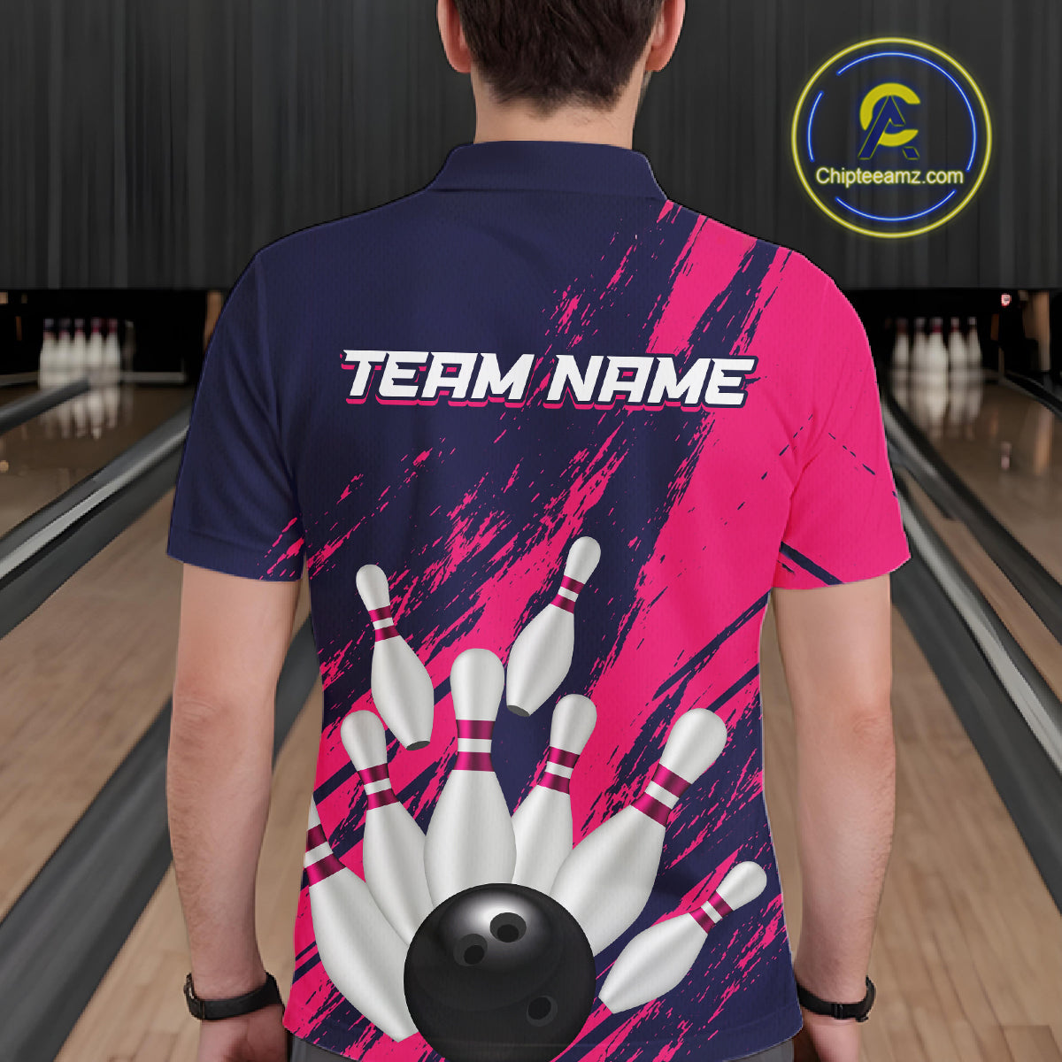 Custom Pink and Blue Bowling Shirts for Team Women Men Bowling Polo & 1/4 Zip MBL232
