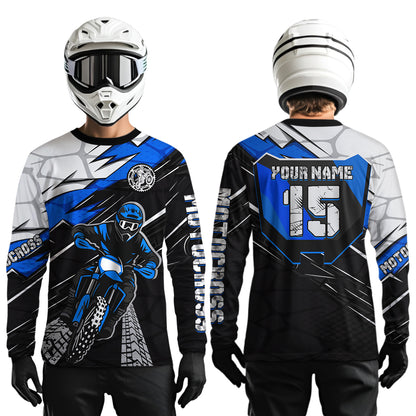 Blue Motocross Jersey Custom Dirt Bike Shirts for Men Kid Women Motorcycle Shirt XM488