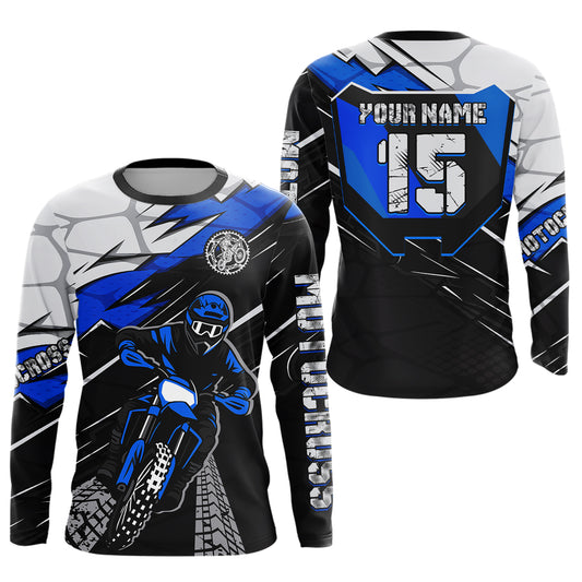 Blue Motocross Jersey Custom Dirt Bike Shirts for Men Kid Women Motorcycle Shirt XM488