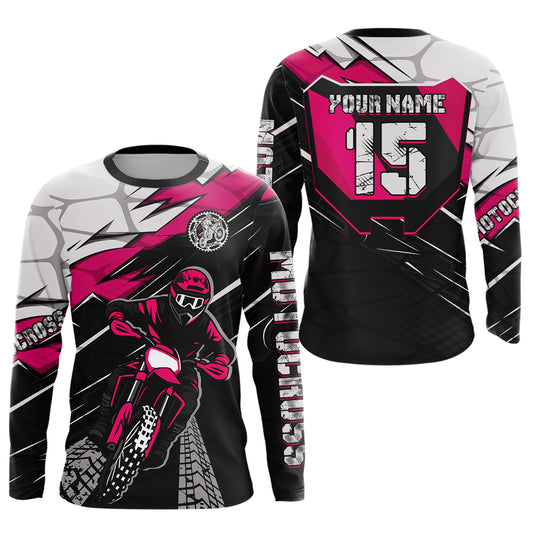 Pink Motocross Jersey Custom Dirt Bike Shirts for Men Kid Women Motorcycle Shirt XM488