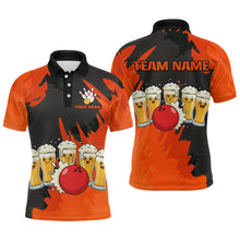 Load image into Gallery viewer, Funny Beer Bowling Shirts Orange for Women Men Team Bowling Polo &amp; 1/4 Zip Shirts MBL251