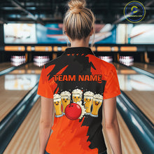 Load image into Gallery viewer, Funny Beer Bowling Shirts Orange for Women Men Team Bowling Polo &amp; 1/4 Zip Shirts MBL251