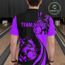 Load image into Gallery viewer, Purple Wolf Bowling Shirts for Team Men Women Custom Wolf Bowling Jerseys for Couples MBL197