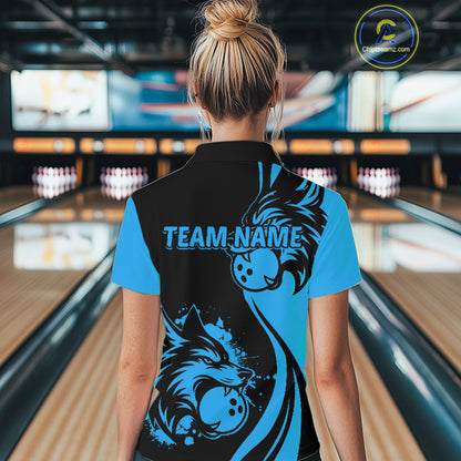 Blue Wolf Bowling Shirts for Team Men Women Custom Wolf Bowling Jerseys for Couples MBL197